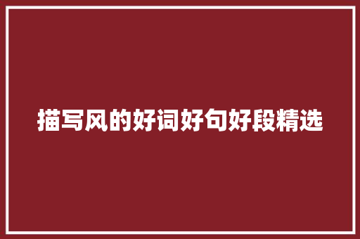 描写风的好词好句好段精选 诗歌创作