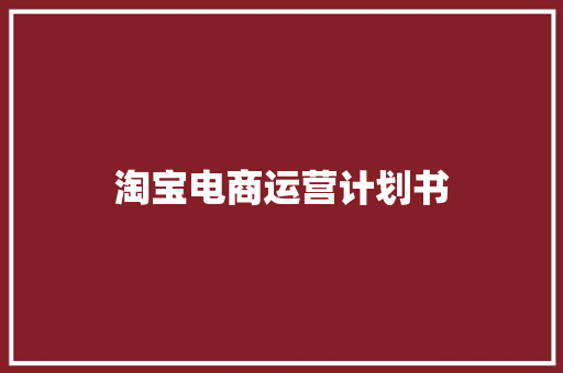 淘宝电商运营计划书 简历模板