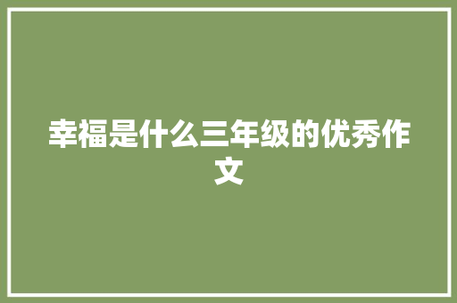 幸福是什么三年级的优秀作文 词汇积累